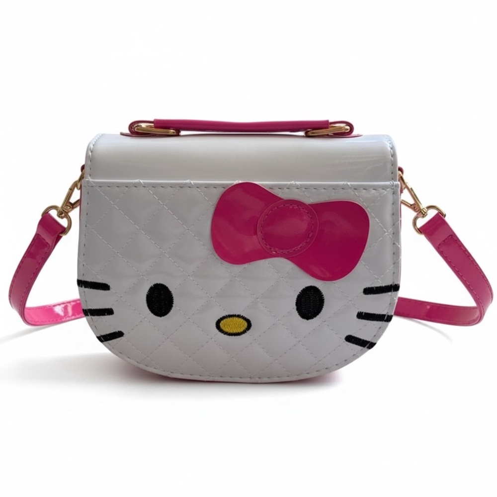 Hello Kitty Mini White and Pink Quilted Crossbody Bag